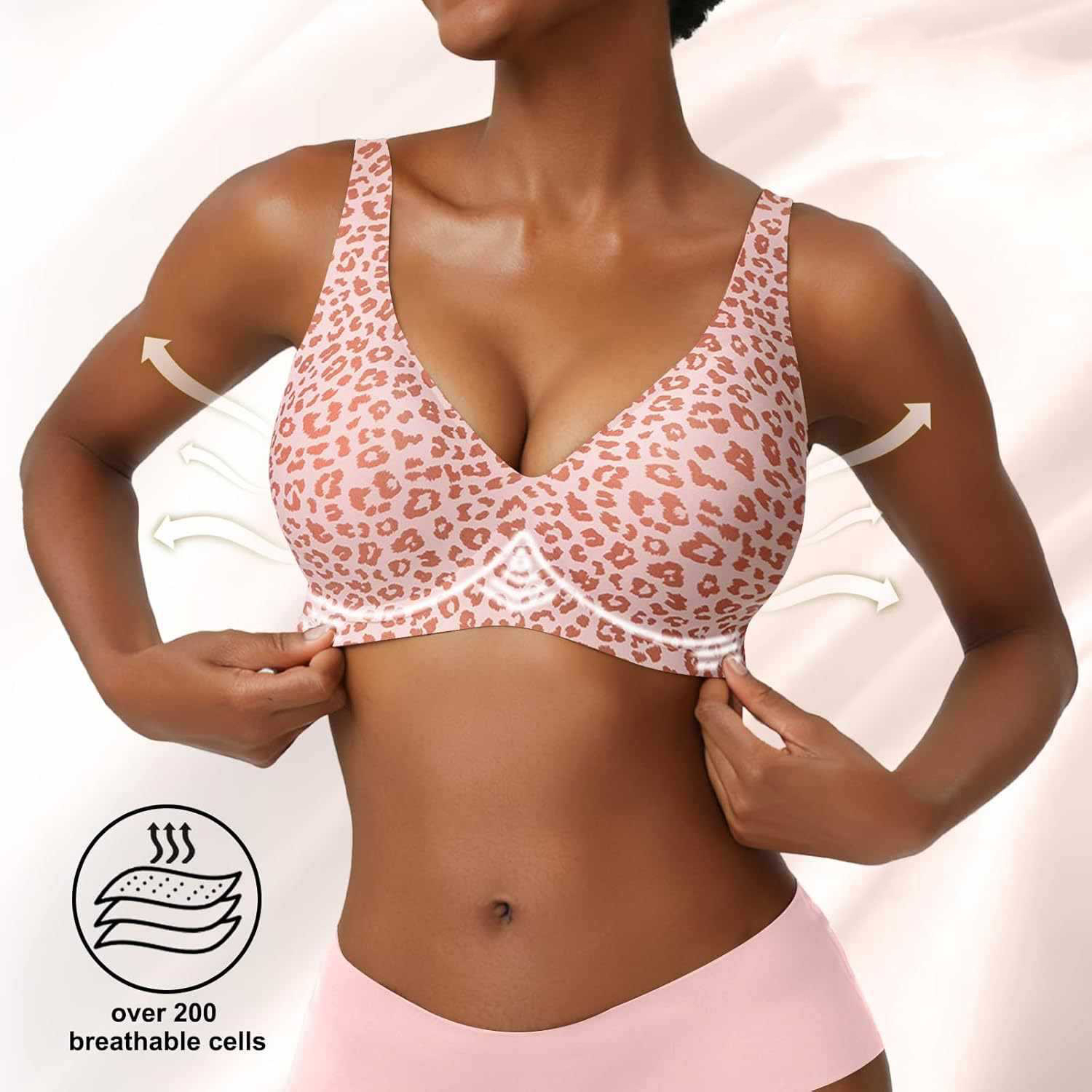 Women's Seamless Pink Leopard  - огляд і ціна Plunge Bra Push Up