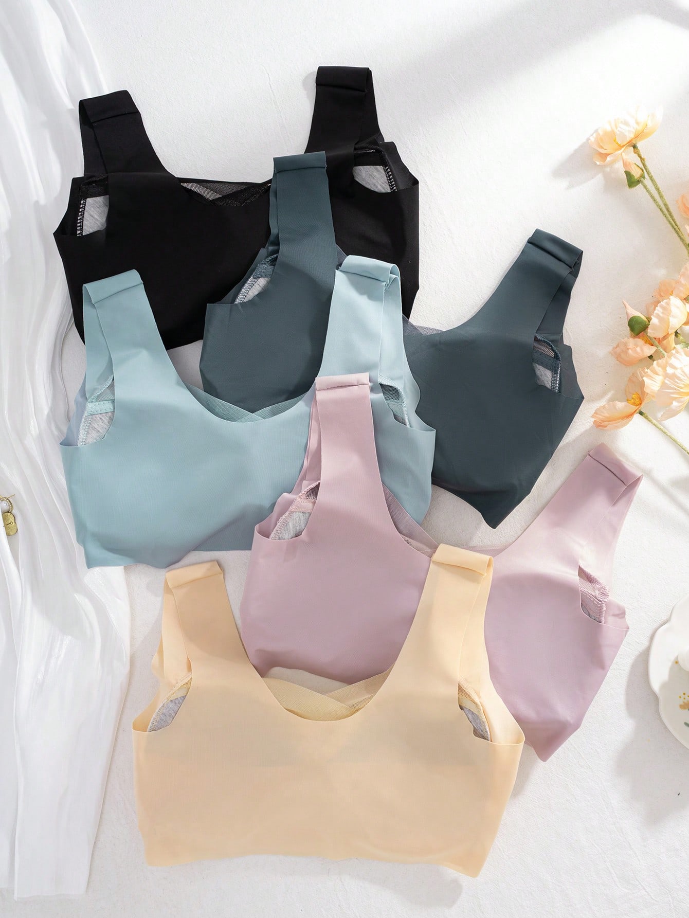 5pcs Women Seamless Ice Silk W - огляд і ціна Sleep Bra Bralette
